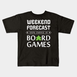 Green Meeple Weekend Forecast 100% Chance Of Board Games Kids T-Shirt